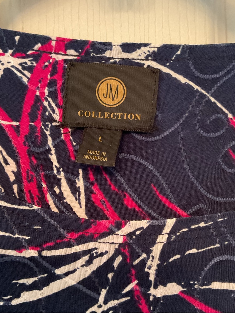 JM Collection Navy Blue Pink White Swirl Print Women's Skirt - Picture 2 of 8